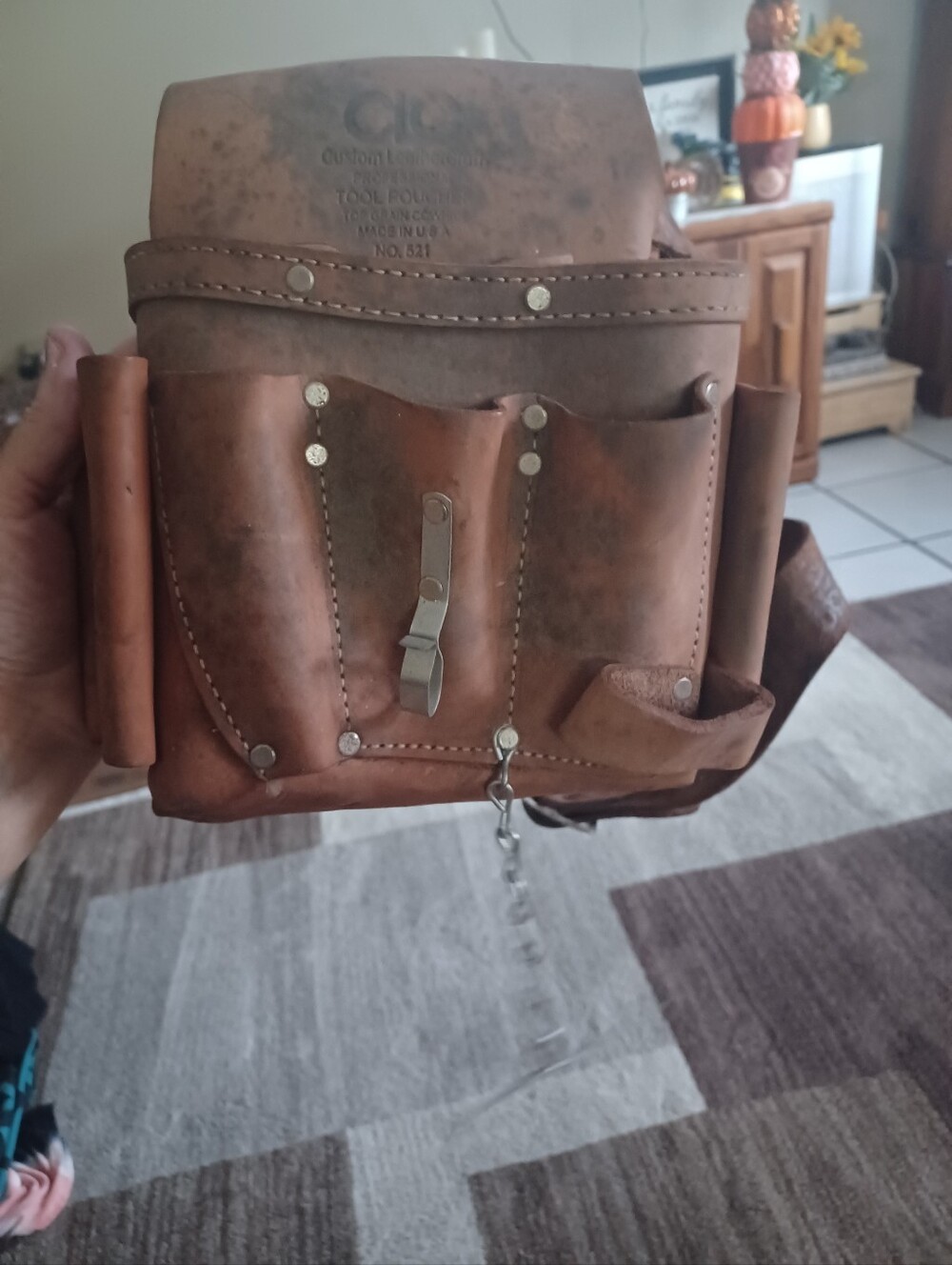Vintage-Style Brown Leather Belt Tool Pouch
